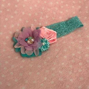 Aqua purple pink baby headband